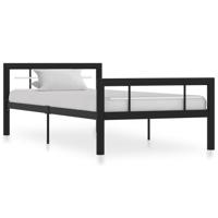 Bedframe metaal zwart en wit 90x200 cm - thumbnail