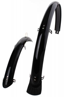 Sunnywhe Spatbordset 28" 50 mm kunststof compleet met stangenset - zwart