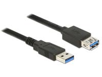 Delock 85055 USB-kabel USB 3.2 Gen1 (USB 3.0 / USB 3.1 Gen1) USB-A stekker, USB-A bus 1.50 m Zwart Vergulde steekcontacten - thumbnail
