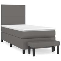 Boxspring met matras kunstleer grijs 90x190 cm - thumbnail