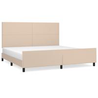 Bedframe met hoofdbord kunstleer cappuccinokleurig 200x200 cm - thumbnail