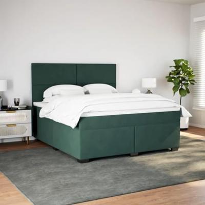 Boxspring met matras fluweel donkergroen 180x200 cm