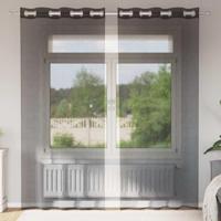 VidaXL Gordijnen voile met doorvoertules 2 st 140x245 cm zwart - thumbnail