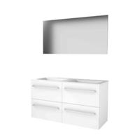 Basic-Line Basic 46 Badkamermeubelset - 120 x 46 cm - Met Grepen - 4 Lades - Acryl Wastafel - 2 Kraangaten - Spiegel - Ice White - thumbnail