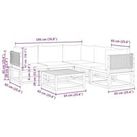 6-delige Loungeset met kussens massief acaciahout - thumbnail