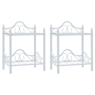 Nachtkastjes 45x30,5x60 cm staal en gehard glas wit 2 st