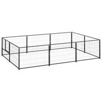 Hondenkennel 6 m² staal zwart - thumbnail