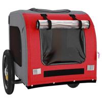 VidaXL Hondenfietstrailer oxford stof en ijzer rood en grijs - thumbnail