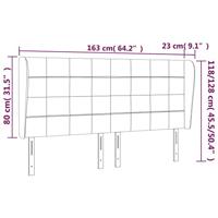 Hoofdbord met randen 163x23x118/128 cm fluweel roze - thumbnail