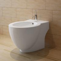 VidaXL Staand bidet rond keramiek wit - thumbnail