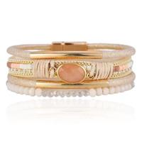 DEJA Boho Armband goudkleurig met natuursteen in beige - thumbnail