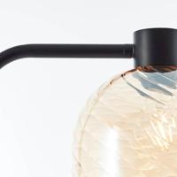 Brilliant VloerlampCasto zwart met amber glas - 60106/20 - thumbnail