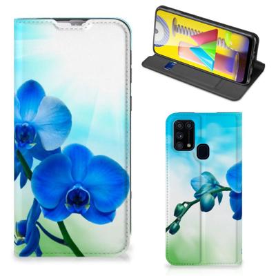 Samsung Galaxy M31 Smart Cover Orchidee Blauw - Cadeau voor je Moeder Samsung Galaxy M31 Smart Cover Orchidee Blauw - Cadeau voor je Moeder