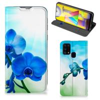 Samsung Galaxy M31 Smart Cover Orchidee Blauw - Cadeau voor je Moeder - thumbnail