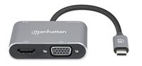 Manhattan USB-C to HDMI & VGA 4-in-1 Docking-Konverter USB-C dockingstation Geschikt voor merk (dockingstation): Universeel USB-C Power Delivery - thumbnail
