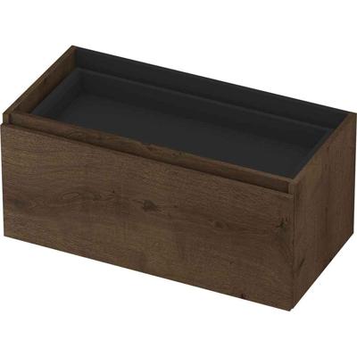 INK - Onderkast 1L met Binnenlade Greeploos Houten Keerlijst Fineer Zonder Sifonuitsparing in Binnenlade - 900x450x400 Mm - Chocolate Fineer