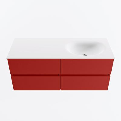 MONDIAZ VICA 120cm badmeubel onderkast Fire 4 lades. Wastafel MOON rechts zonder kraangat, kleur Talc.