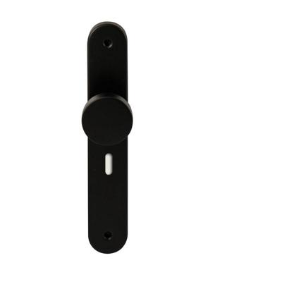 Hardbrass Knopkruk Piano op ovaal langschild sleutelgat 56mm - zwart