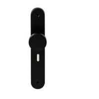 Hardbrass Knopkruk Piano op ovaal langschild sleutelgat 56mm - zwart - thumbnail