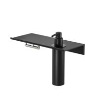 Planchet met Zeepdispenser 200 ml en Handdoekhaak Geesa Leev 28 cm RVS geborsteld Zwart - thumbnail