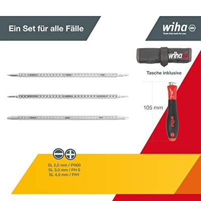 Wiha 269T4 Schroevendraaier met wisselschachtenset SYSTEM 4 Sleufkop, Phillips, 5-delig incl. roletui - 00613 - thumbnail