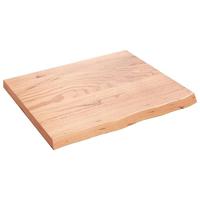 Wastafelblad 60x50x(2-4) cm behandeld massief hout lichtbruin - thumbnail