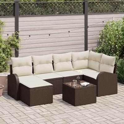 Tuinbankenset 7 pcs Bruin poly rattan