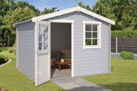Outdoor Life Nina Blokhut 295x250 cm 28 mm vuren Platinum Grey-Wit gecoat- Zadeldak- - Outdoor Life - thumbnail