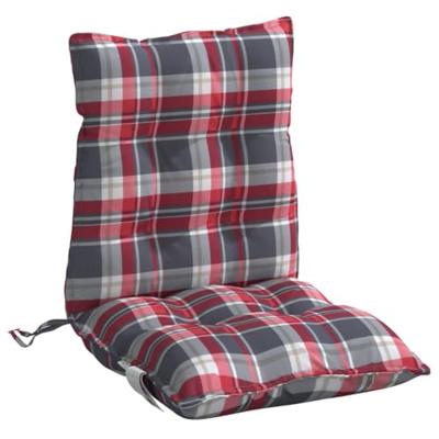 VidaXL Stoelkussens 4 st lage rug ruitpatroon oxford stof rood