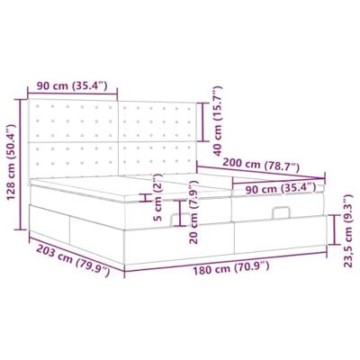 Ottoman bed met matrassen 180x200cm stof lichtgrijs