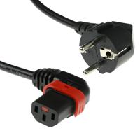 ACT AK5259 Netsnoer Schuko CEE 7/7 male (haaks) - C13 IEC Lock (links haaks) | Zwart | 2 meter - thumbnail