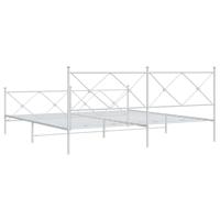 Bedframe met hoofd- en voeteneinde metaal wit 193x203 cm - thumbnail
