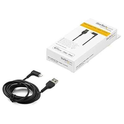 StarTech.com Premium USB-A naar Lightning Kabel 2m Zwart - Robuuste 90° haakse USB Type A naar Lightning Charge & Sync Oplaadkabel met Aramide Vezels - Apple MFi Cert. - iPhone (RUSBLTMM2MBR)