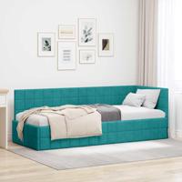 Hoekbedframe met hoofdeinde Turquoise 80 cm x 200 cm Stof - thumbnail