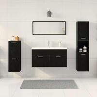 Badkamermeubelset met opslag 5 pcs Zwart Eiken 30 x 30 x 130 cm - thumbnail
