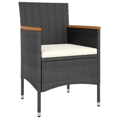 5-delige Tuinset poly rattan en massief acaciahout zwart - thumbnail