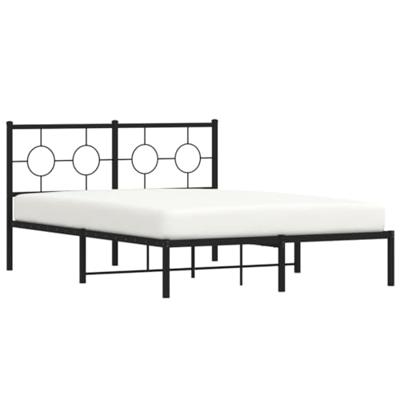 Bedframe met hoofdbord metaal zwart 135x190 cm Bedframe met hoofdbord metaal zwart 135x190 cm