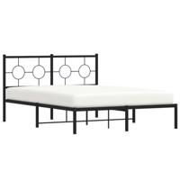 Bedframe met hoofdbord metaal zwart 135x190 cm - thumbnail