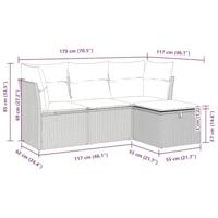 4-delige Loungeset met kussens poly rattan bruin - thumbnail