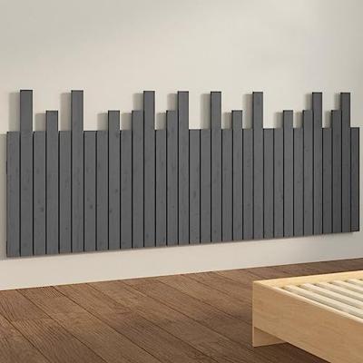 Hoofdbord wandmontage 204x3x80 cm massief grenenhout grijs