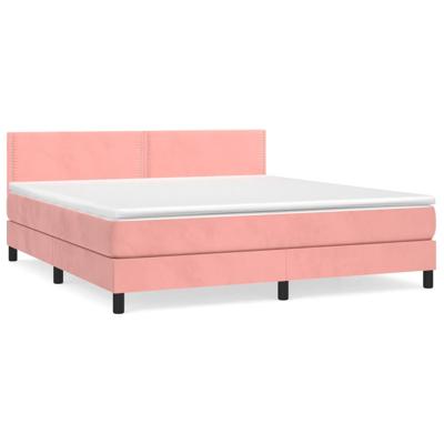 Boxspring met matras fluweel roze 180x200 cm
