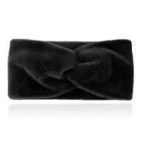 LGT JWLS Zachte Gebreide Hoofdband met Vachtachtige Look - Heerlijk Zacht - Zwart - thumbnail