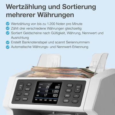 Safescan biljettelmachine 2985-SX, met 7-voudige valsgelddetectie - thumbnail