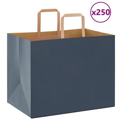 VidaXL Papieren zakken 250 st met hengsels 32x22x24 cm blauw