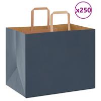 VidaXL Papieren zakken 250 st met hengsels 32x22x24 cm blauw - thumbnail
