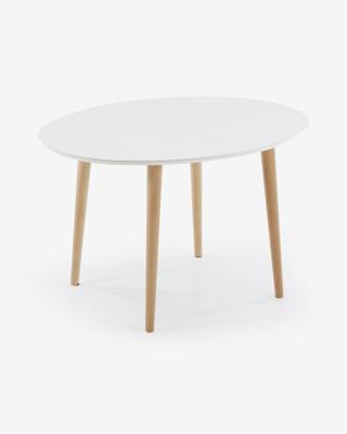 Kave Home Uitschuifbare Ovale Eettafel 'Oqui' 120 - 200 x 90cm, kleur Wit
