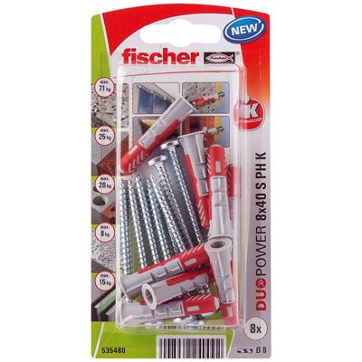 Fischer 535480 DuoPower 8 x 40 S PH K NV Plug 40 mm 8 mm 1 set(s) Fischer 535480 DuoPower 8 x 40 S PH K NV Plug 40 mm 8 mm 1 set(s)