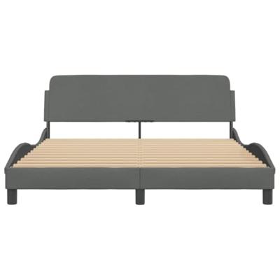 Bedframe met hoofdbord stof donkergrijs 160x200 cm
