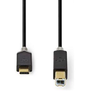 Nedis CCBW60651AT20 Usb-kabel Usb 2.0 Usb-c™ Male Usb-b Male 480 Mbps Verguld 2.00 M Rond Pvc Antraciet Doos