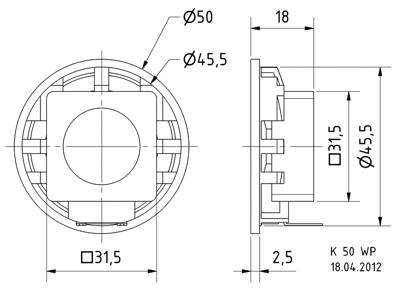 Visaton K 50 WP - 50 Ohm 2 inch 5 cm Mini-luidspreker 2 W 50 Ω Zwart Kunststof membraan, Vochtbestendig, UV-bestendig